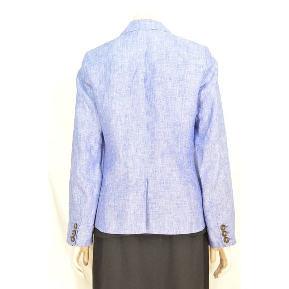 Talbots jacket blazer SZ 4 blue 100% linen long sl - Picture 4 of 8